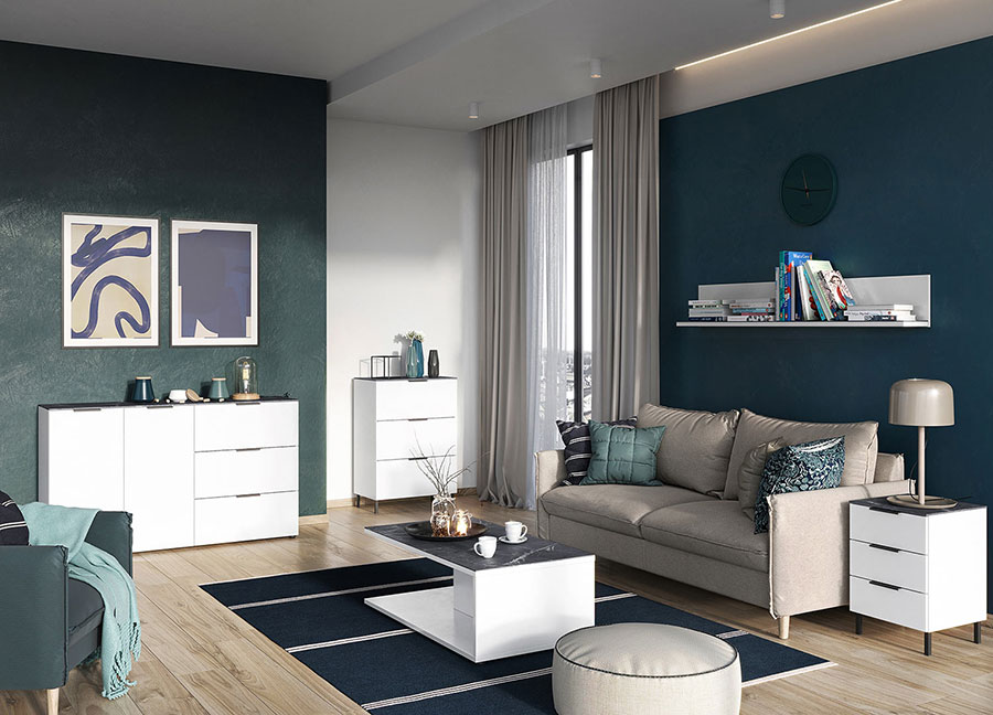 meuble de salon blanc et gris design